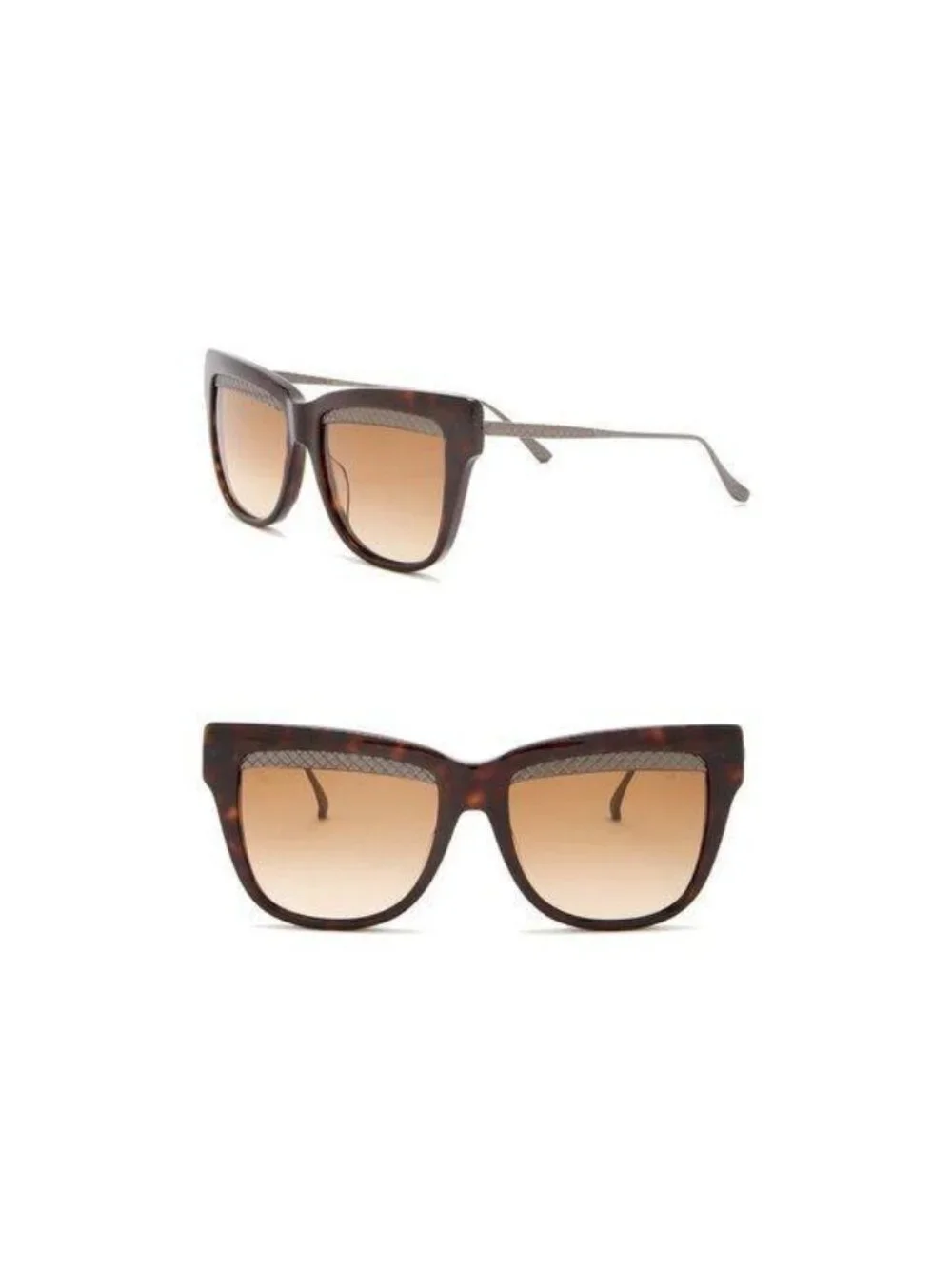 Bottega Veneta 53mm Cat Eye Sunglasses Havana Ruthenium Brown
